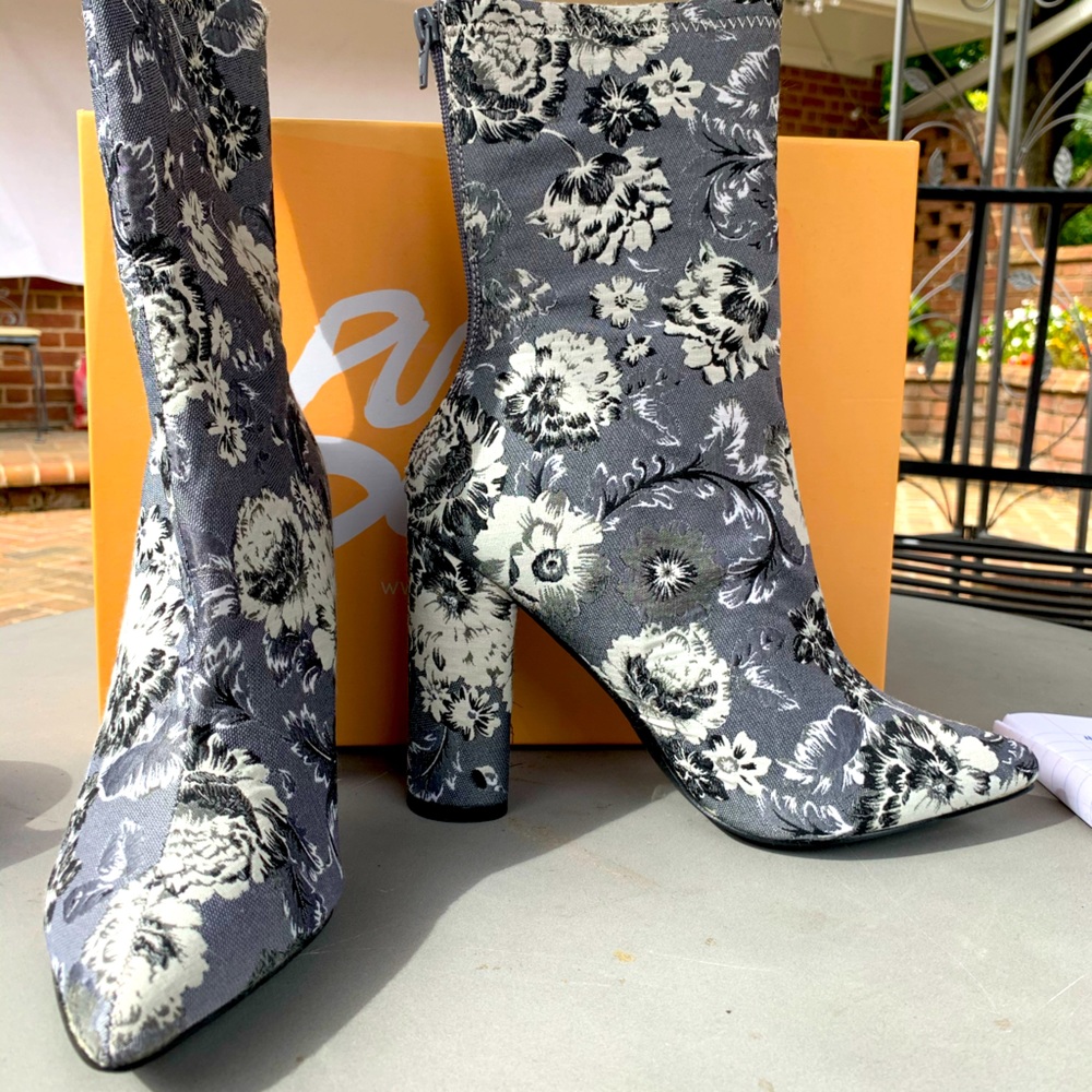 Grey floral boots